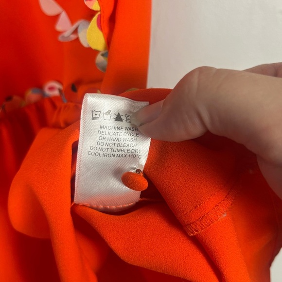Crosby by Mollie Burch Blakely colorful bright orange tiered ruffle blouse small - Picture 10 of 10